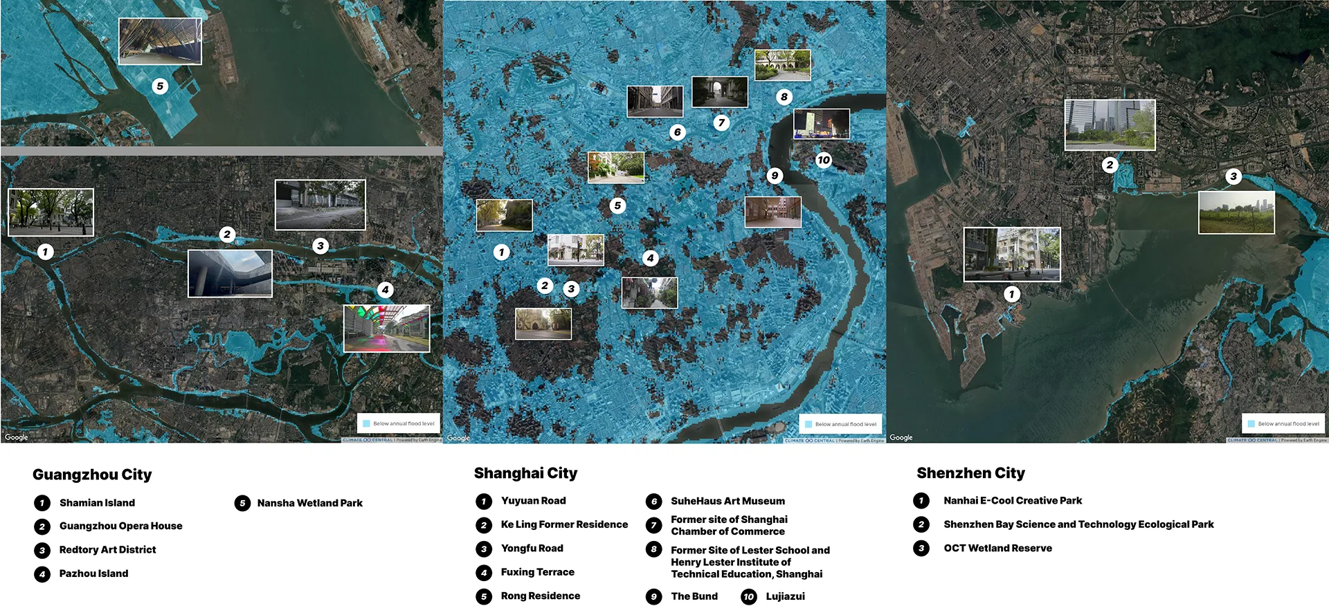 Guangzhou, Shanghai, Shenzhen flood maps